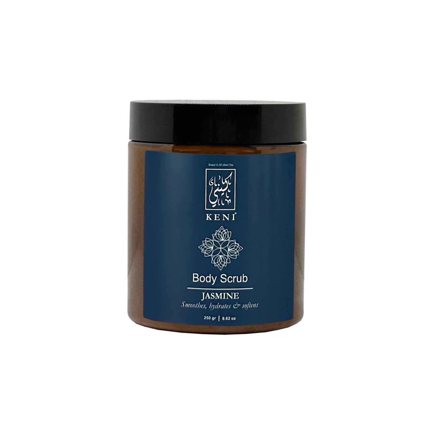 Keni Cosmetics Jasmine Body Scrub – floral-scented exfoliating scrub enriched with jasmine to soften and rejuvenate skin