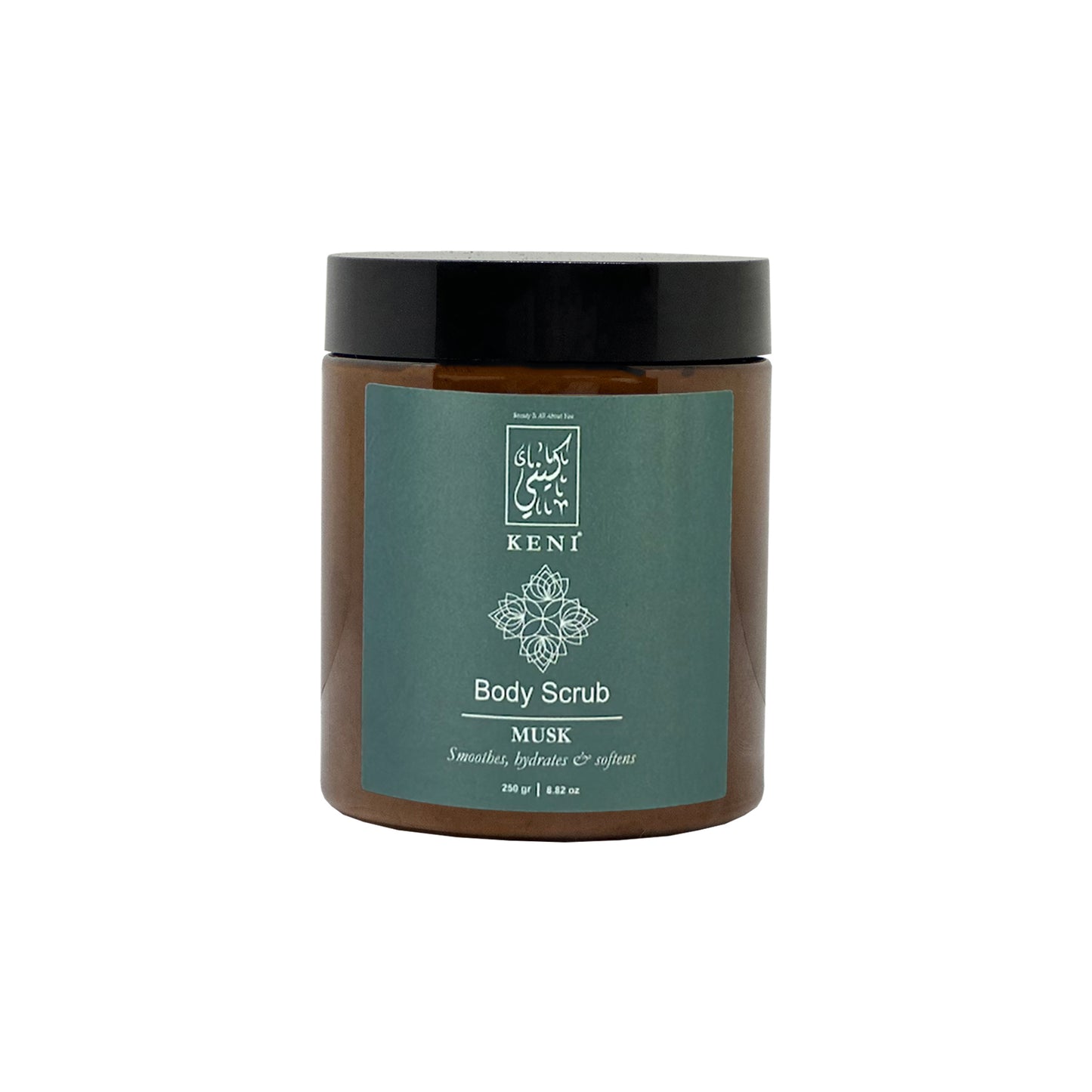Keni Cosmetics Musk Body Scrub – silky exfoliating scrub with classic musk fragrance, designed to refresh and smooth skin