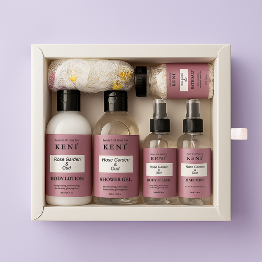 Keni Cosmetics Rose & Oud Set Moisturizing skincare collection with Rose and Oud to hydrate and soothe skin in Lebanon