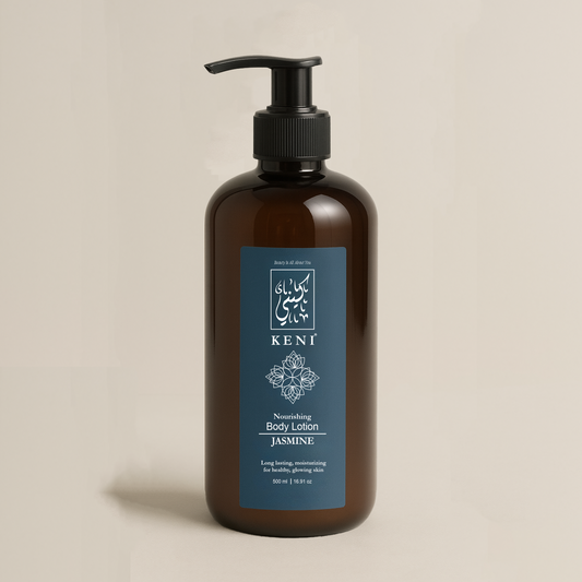 KENI Cosmetics Jasmine Body Lotion – moisturizing and nourishing body lotion in an elegant bottle, infused with the delicate floral scent of jasmine, premium skincare product available in Lebanon.