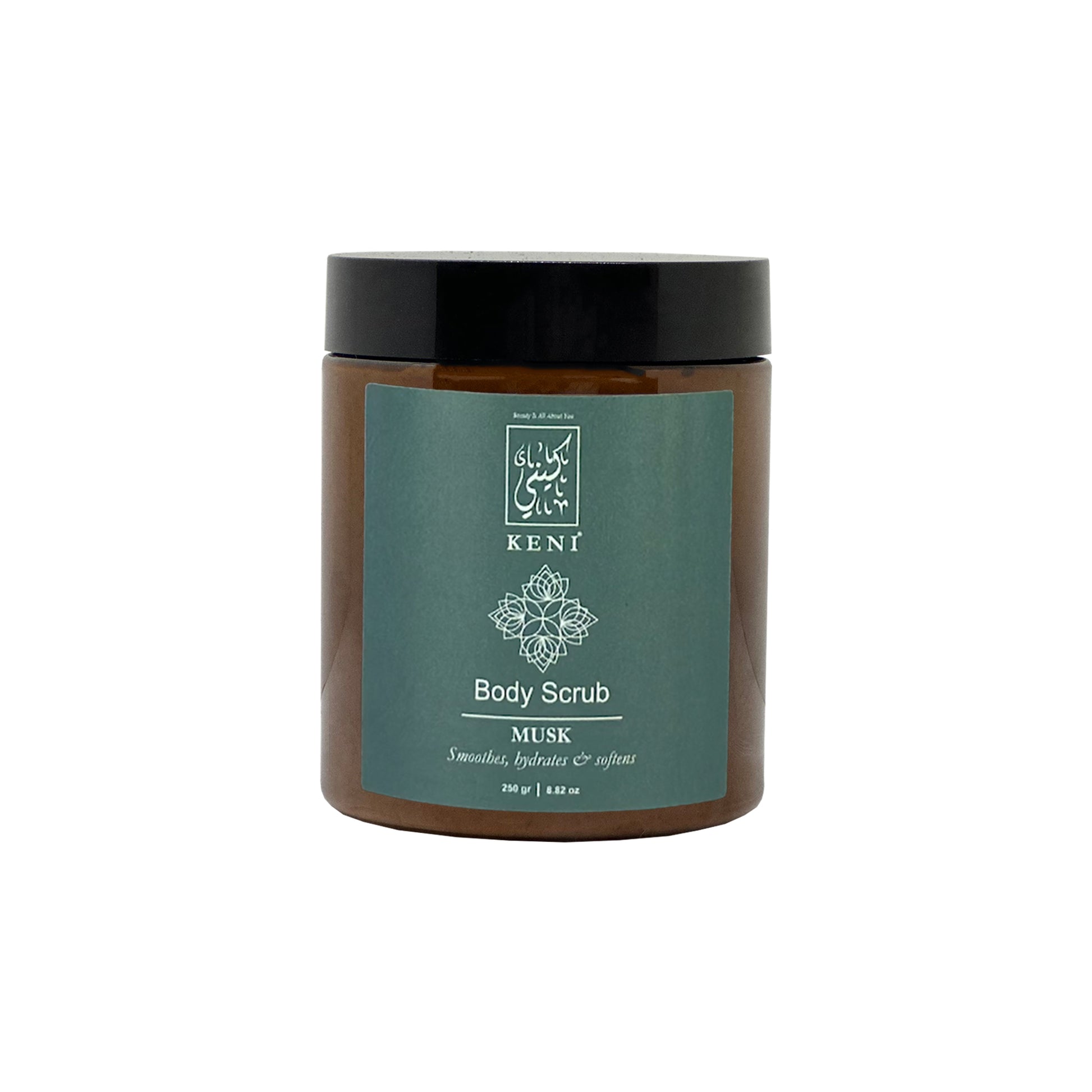 Keni Cosmetics Musk Body Scrub – silky exfoliating scrub with classic musk fragrance, designed to refresh and smooth skin