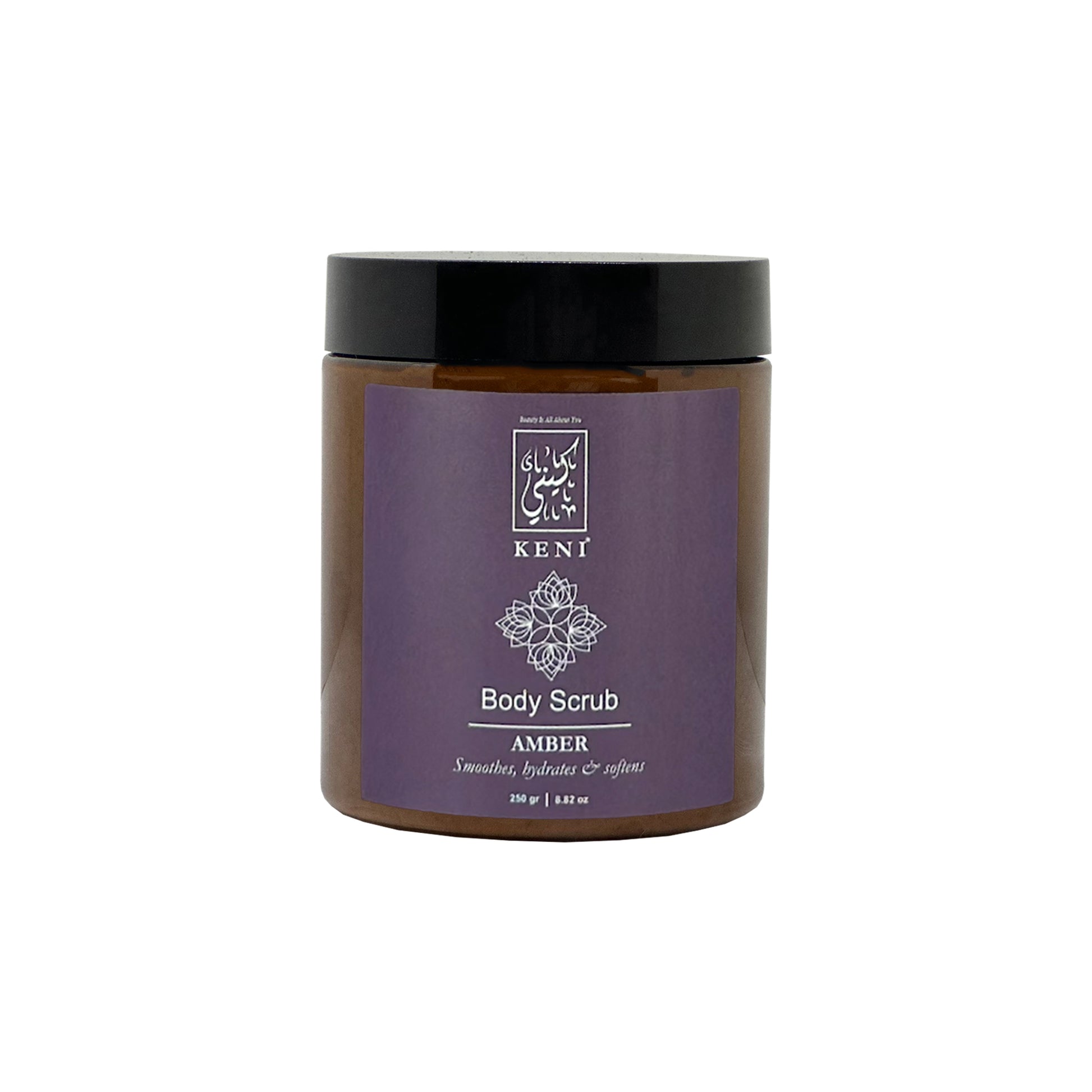 Keni Cosmetics Amber Body Scrub – amber-infused exfoliating scrub that gently removes dead skin cells, leaving a warm scent