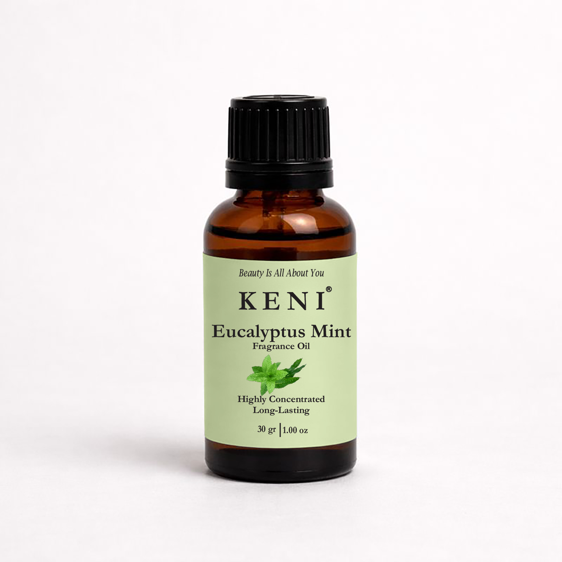 Eucalyptus Mint Fragrance Oil in a elegant amber bottle