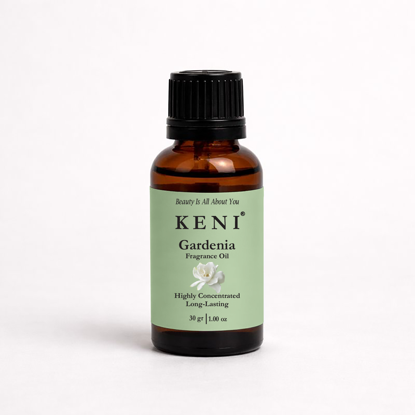 Gardenia Fragrance Oil i an elegant amber botle