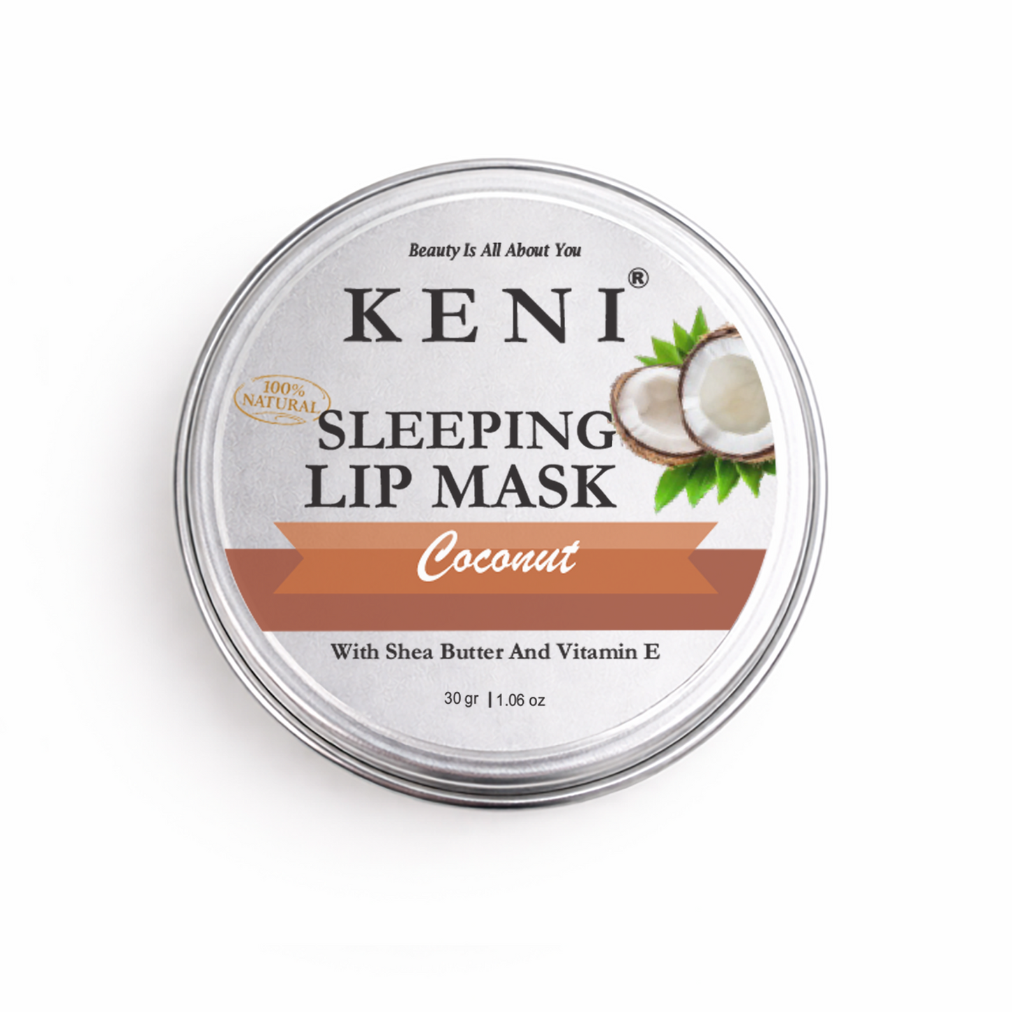 Keni Coconut Sleeping Lip Mask container on a white background