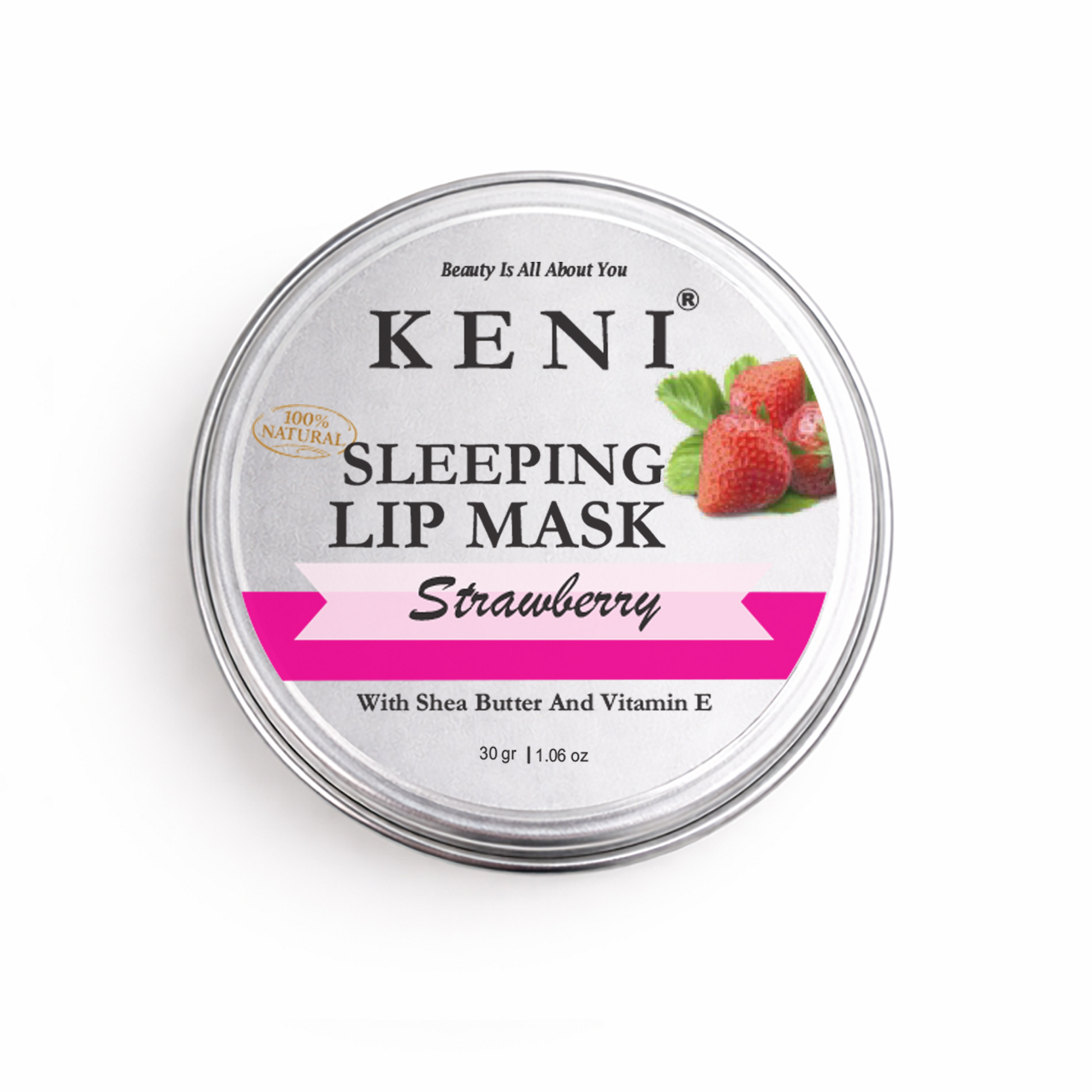 Keni Strawberry Sleeping Lip Mask packaging on a white background