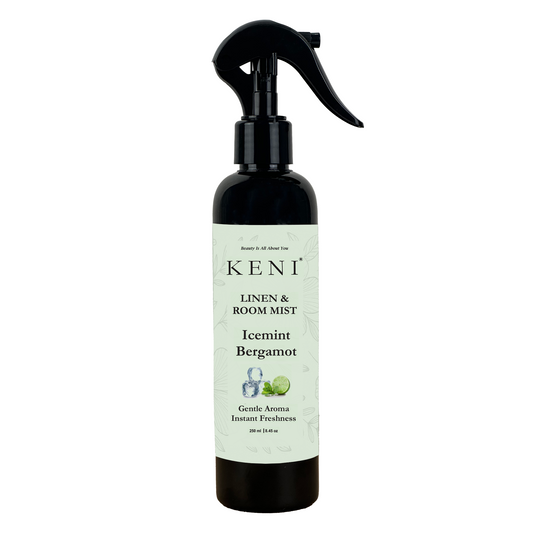 Keni Cosmetics Icemint Bergamot Linen & Room Mist – refreshing mist blending icy mint and bergamot scents, perfect for cooling Lebanese spaces