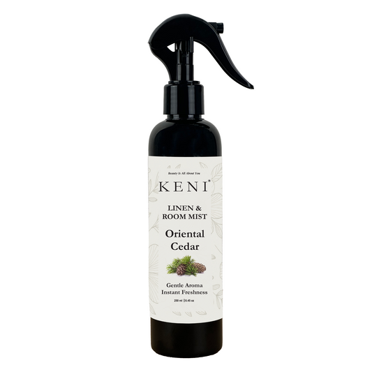 Keni Cosmetics Oriental Cedar Linen & Room Mist – warm cedar-scented mist to add a touch of oriental elegance to Lebanese interiors