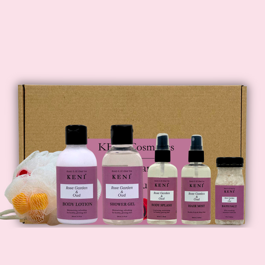Keni Cosmetics Rose Garden & Oud Set – luxurious skincare bundle combining floral rose and rich oud fragrances for an indulgent experience in Lebanon