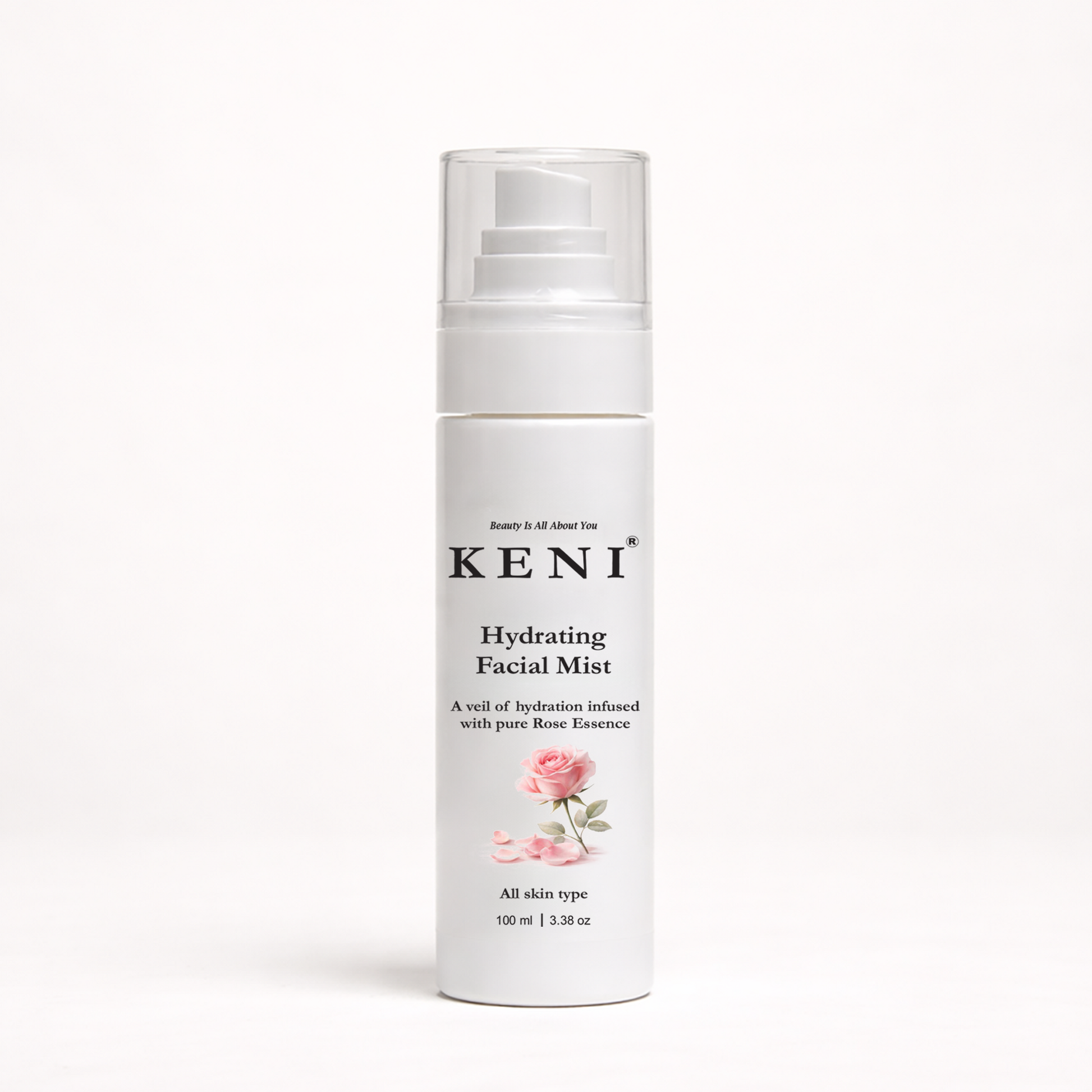 Keni hydrating facial mist bottle on a white background