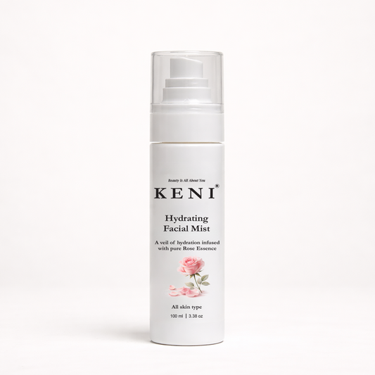 Keni hydrating facial mist bottle on a white background