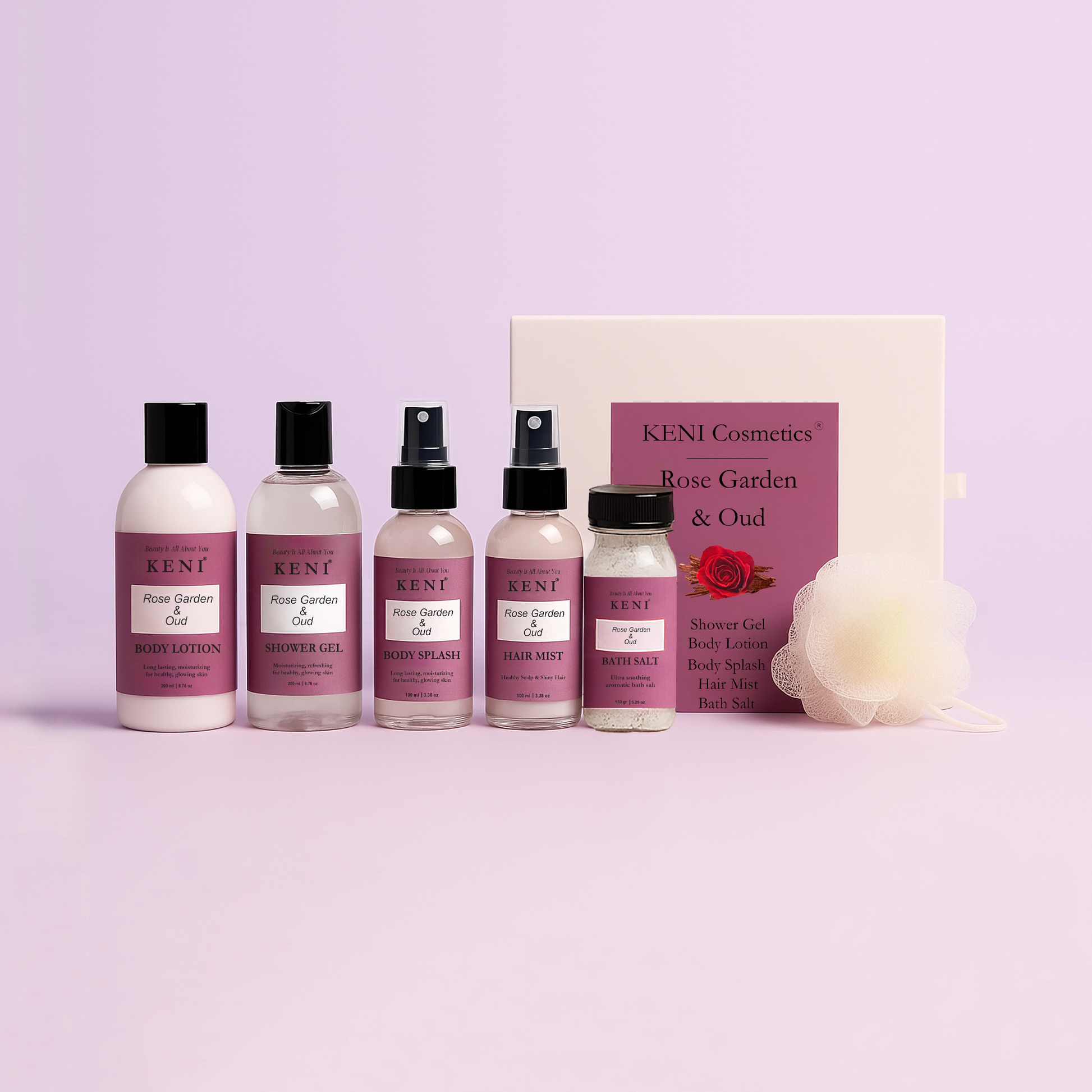 Keni Cosmetics Rose & Oud Set Moisturizing skincare collection with Rose and Oud to hydrate and soothe skin in Lebanon