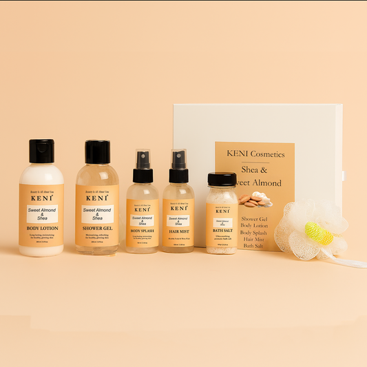 Keni Cosmetics Sweet Almond & Shea Butter Set – moisturizing skincare collection with sweet almond and shea butter to hydrate and soothe skin in Lebanon