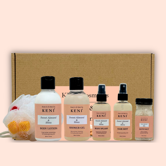 Keni Cosmetics Sweet Almond & Shea Butter Set – moisturizing skincare collection with sweet almond and shea butter to hydrate and soothe skin in Lebanon