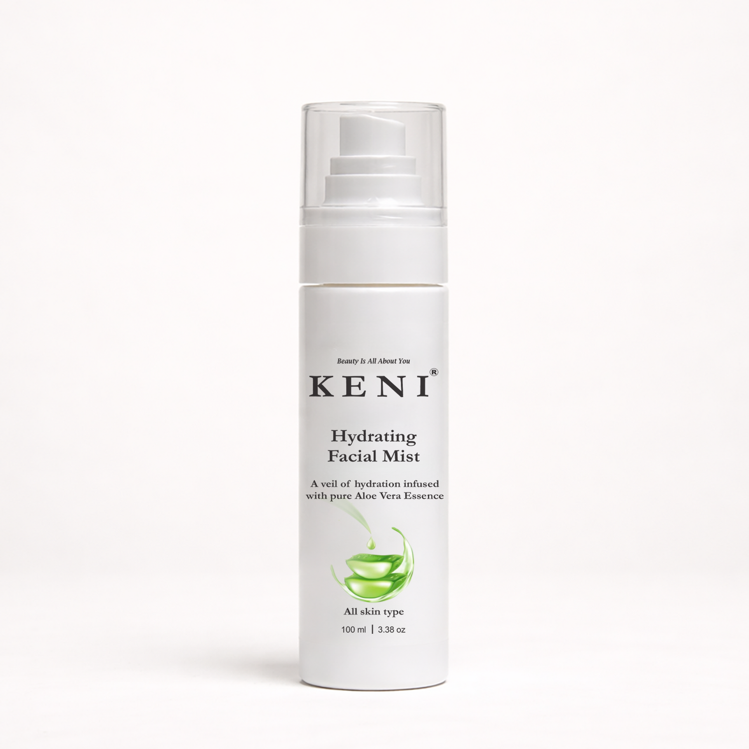 Keni hydrating facial mist bottle on a white background