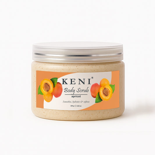 KENI Cosmetics apricot body scrub exfoliating skincare with natural apricot scent for smooth, glowing skin