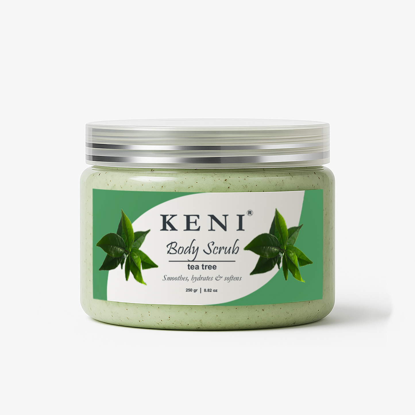 KENI Cosmetics tea tree body scrub exfoliating skincare with refreshing tea tree scent for clear, healthy skin