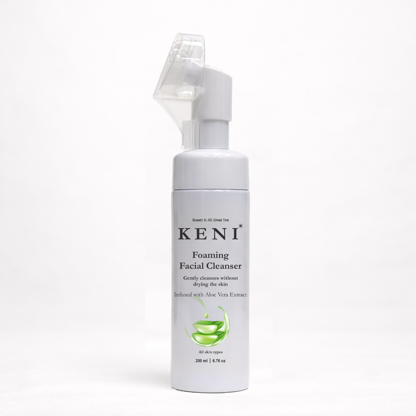 Keni foaming facial cleanser bottle on a white background