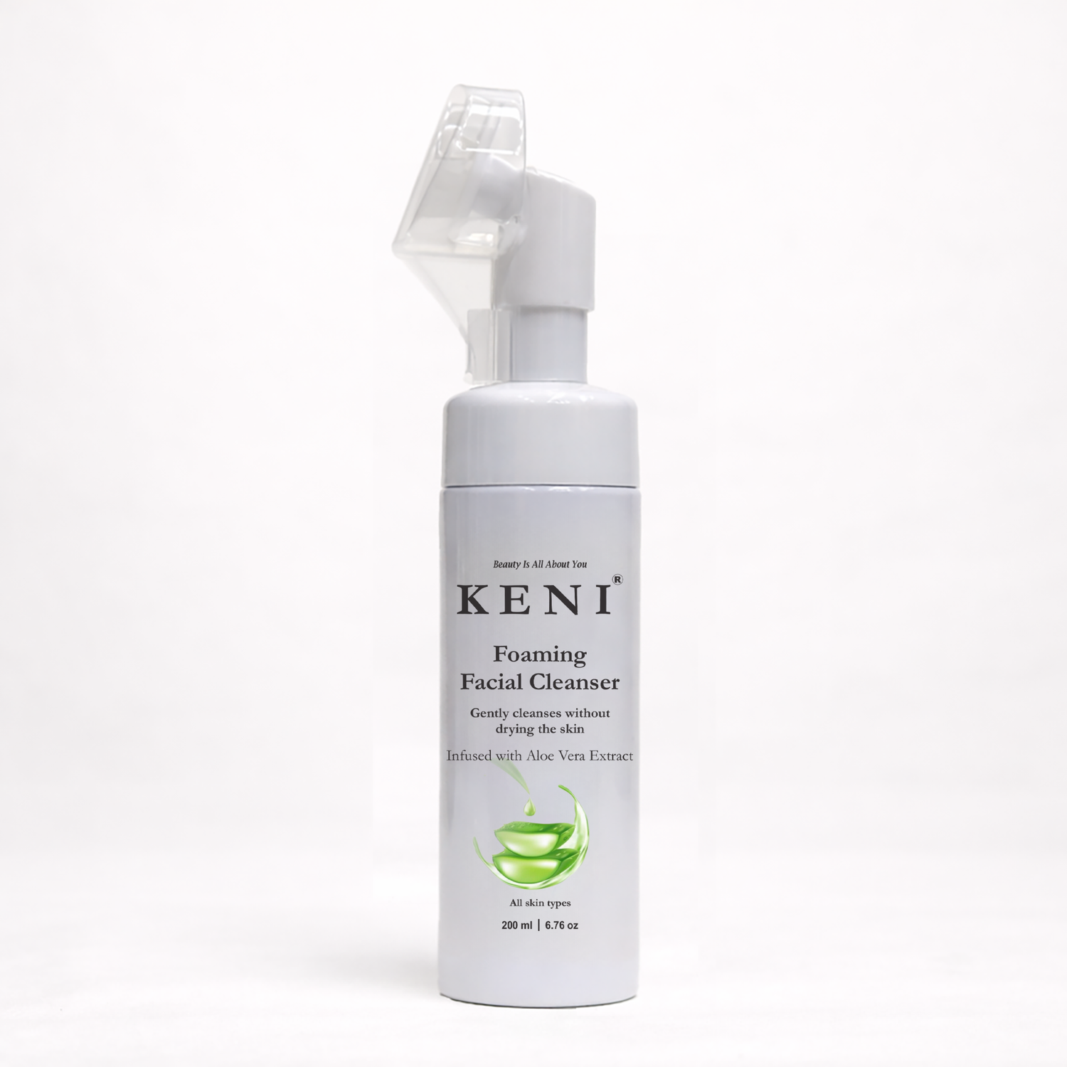 Keni foaming facial cleanser bottle on a white background