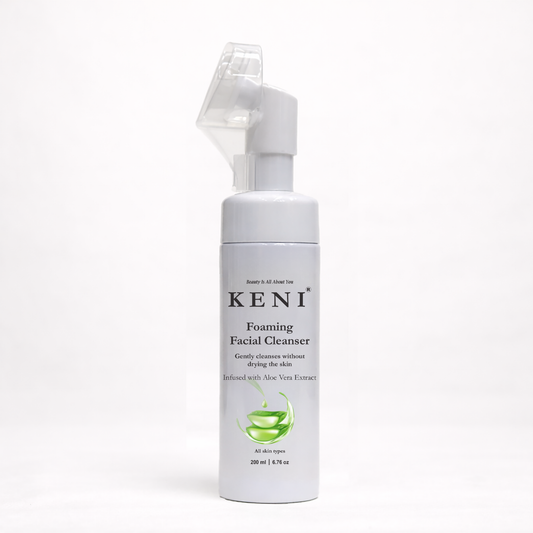 Keni foaming facial cleanser bottle on a white background