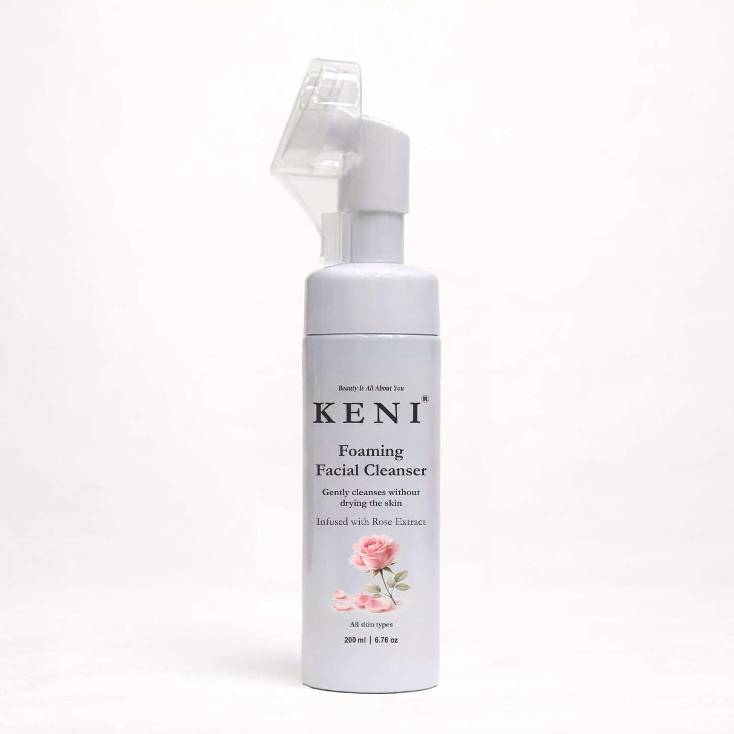 Keni foaming facial cleanser bottle on a white background