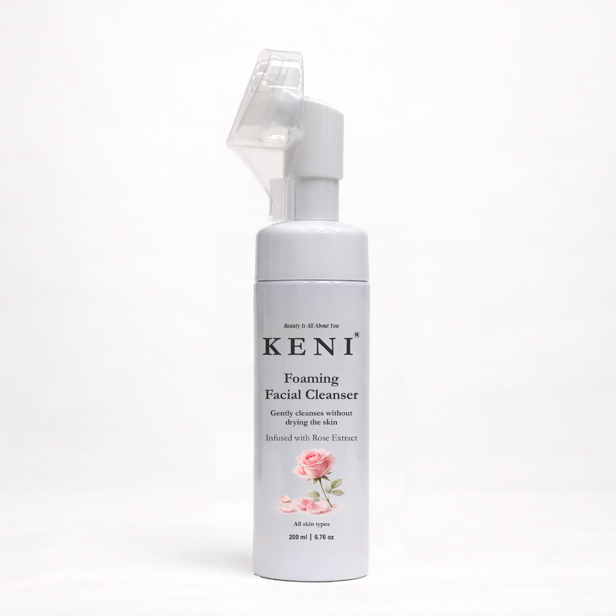 Keni foaming facial cleanser bottle on a white background