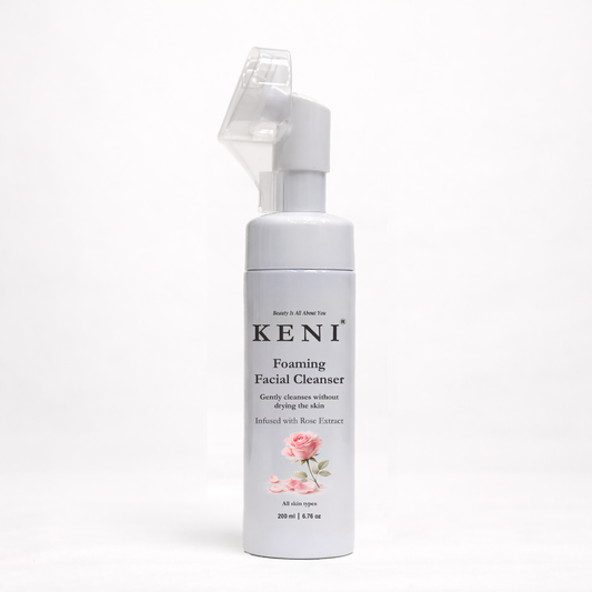 Keni foaming facial cleanser bottle on a white background