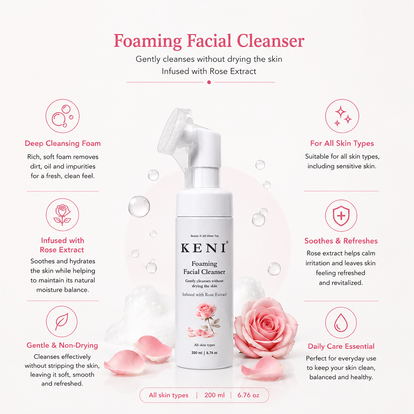 Foaming Facial Cleanser Rose